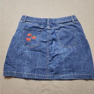 Croft & Barrow Stretch Denim Jean Skort Classic Sz 14 With Applique Apples